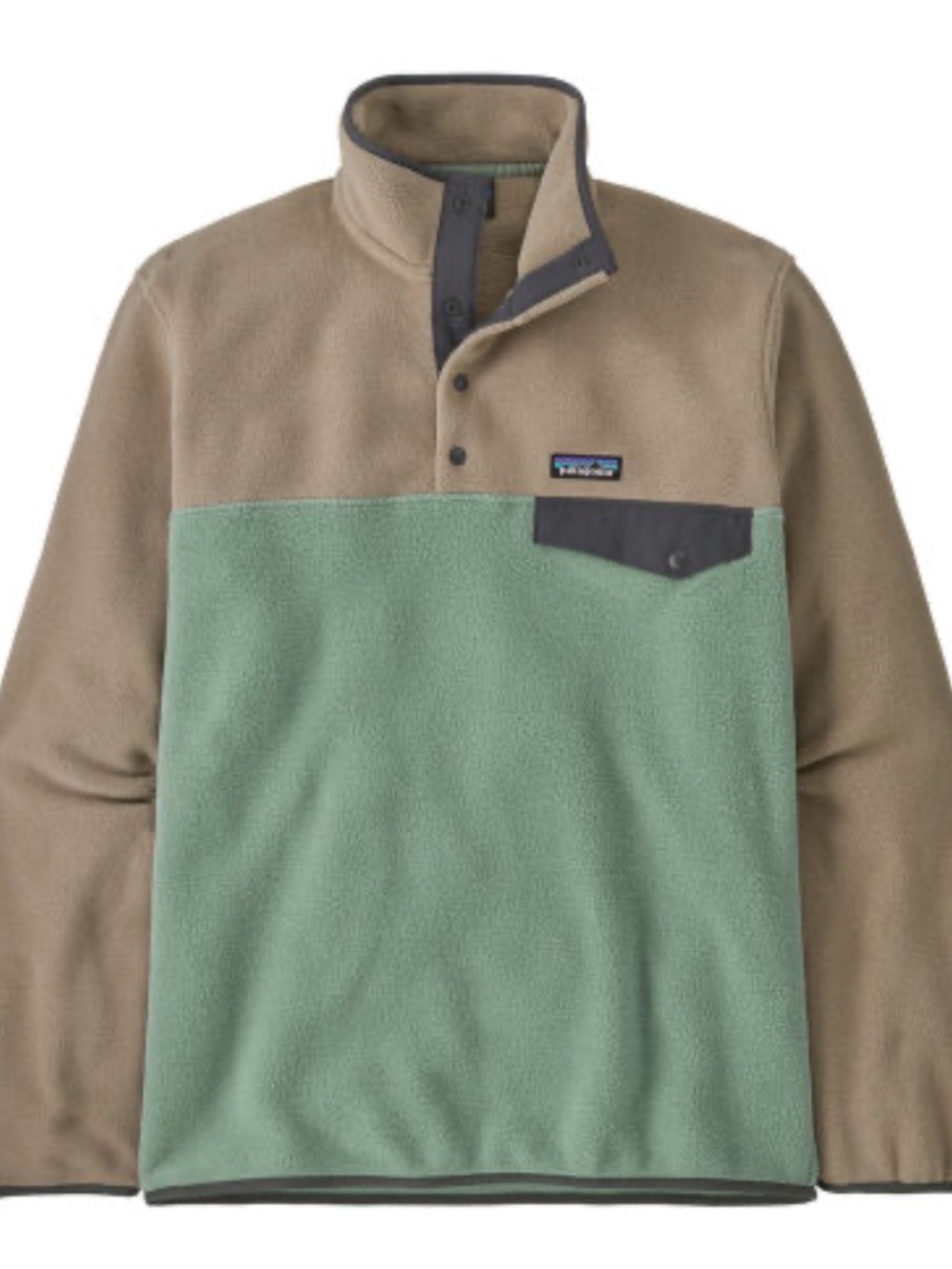 Patagonia Men’s Two-Tone Snap-Front Fleece Pullover in Tan and Sage